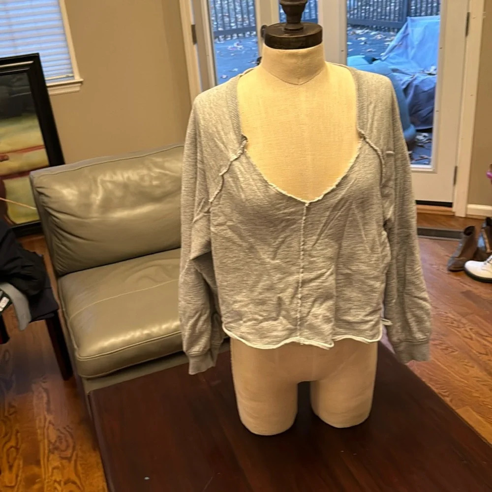 Pilcro ( Anthropologie) gray cropped sweatshirt, size medium